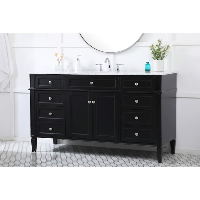 Elegant Kitchen/Bath Park Avenue 60" Single Bathroom Vanity, Black
