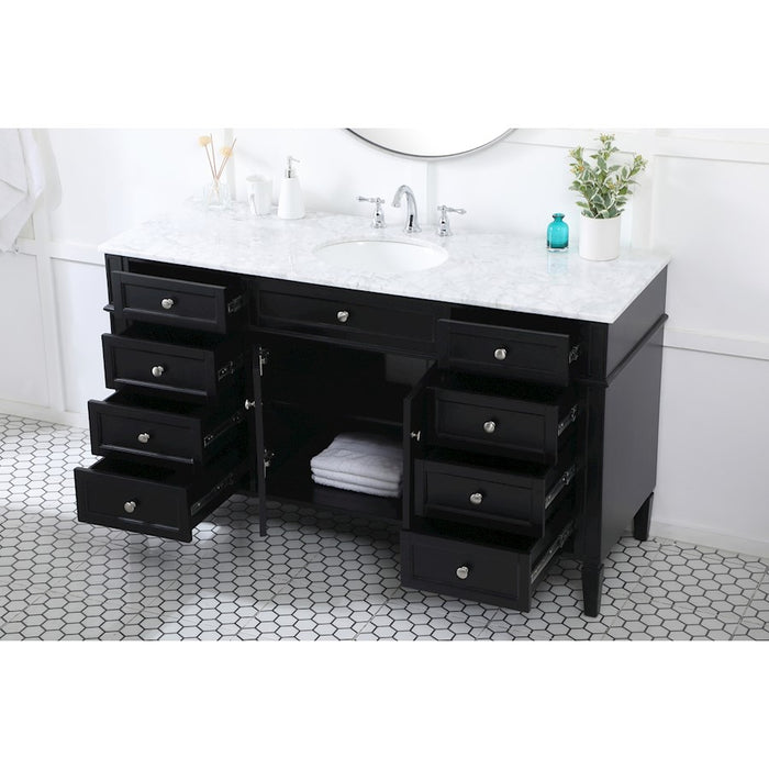 Elegant Kitchen/Bath Park Avenue 60" Single Bathroom Vanity, Black