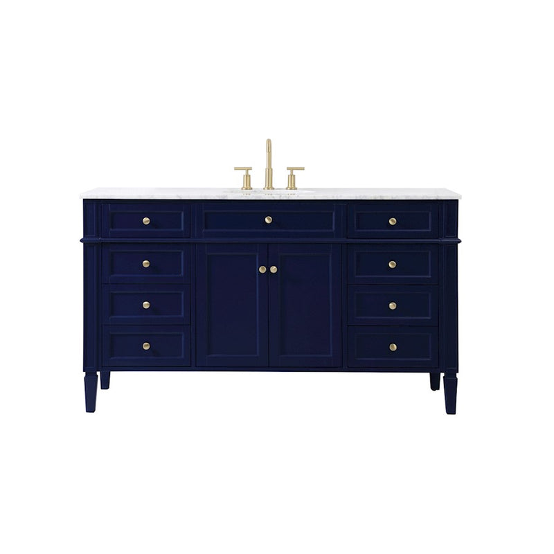 Elegant Kitchen/Bath Park Avenue 60" Single Bathroom Vanity, Blue - VF12560BL