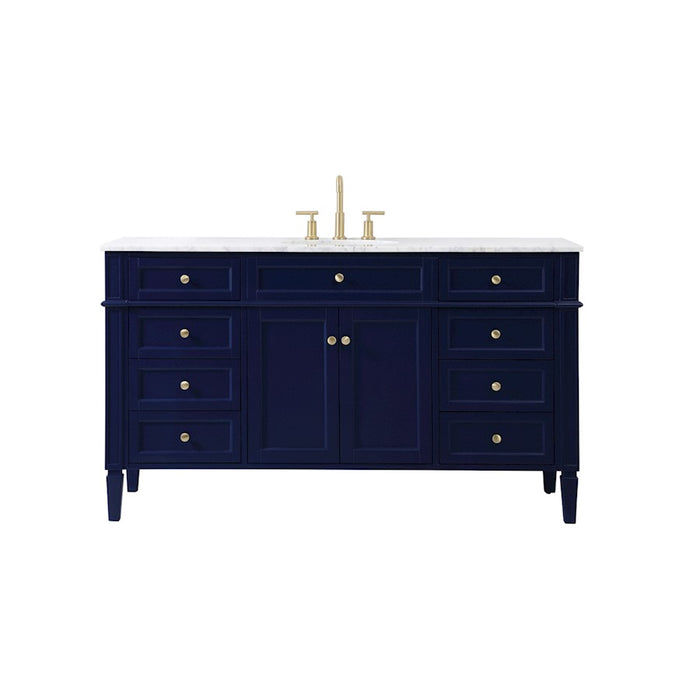 Elegant Kitchen/Bath Park Avenue 60" Single Bathroom Vanity, Blue - VF12560BL
