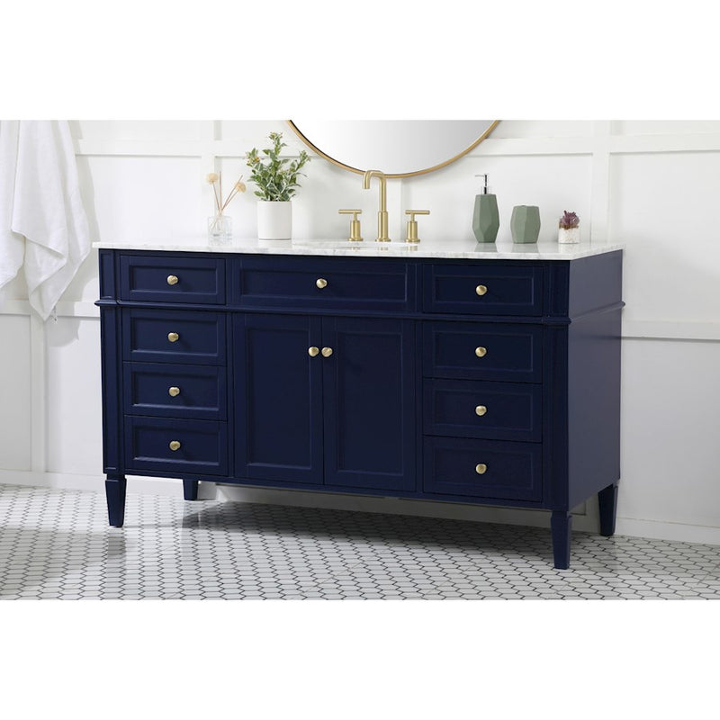 Elegant Kitchen/Bath Park Avenue 60" Single Bathroom Vanity, Blue