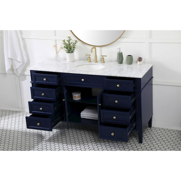 Elegant Kitchen/Bath Park Avenue 60" Single Bathroom Vanity, Blue
