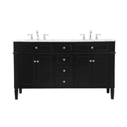 Elegant Kitchen/Bath Park Avenue 60" Double Bathroom Vanity, Black - VF12560DBK