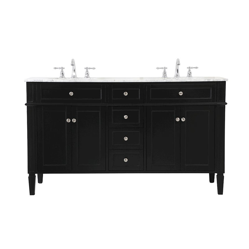 Elegant Kitchen/Bath Park Avenue 60" Double Bathroom Vanity, Black - VF12560DBK