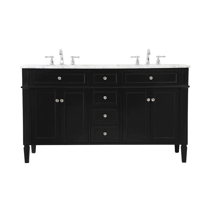 Elegant Kitchen/Bath Park Avenue 60" Double Bathroom Vanity, Black - VF12560DBK