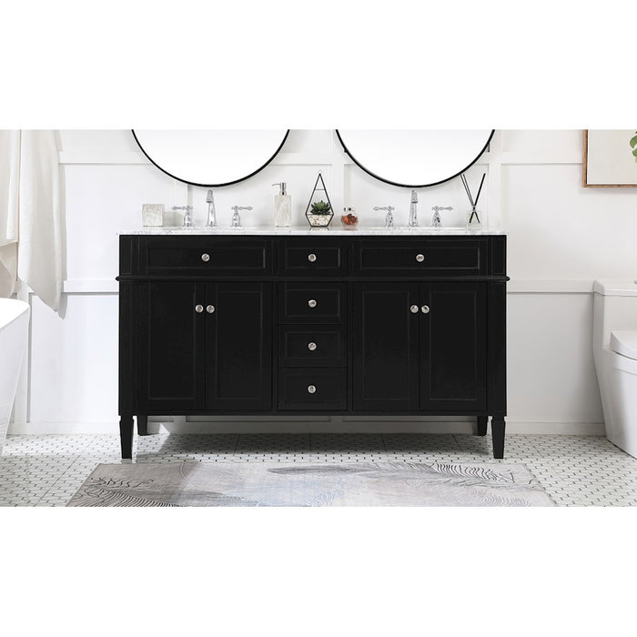 Elegant Kitchen/Bath Park Avenue 60" Double Bathroom Vanity, Black