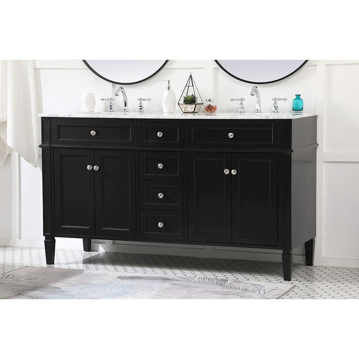Elegant Kitchen/Bath Park Avenue 60" Double Bathroom Vanity, Black