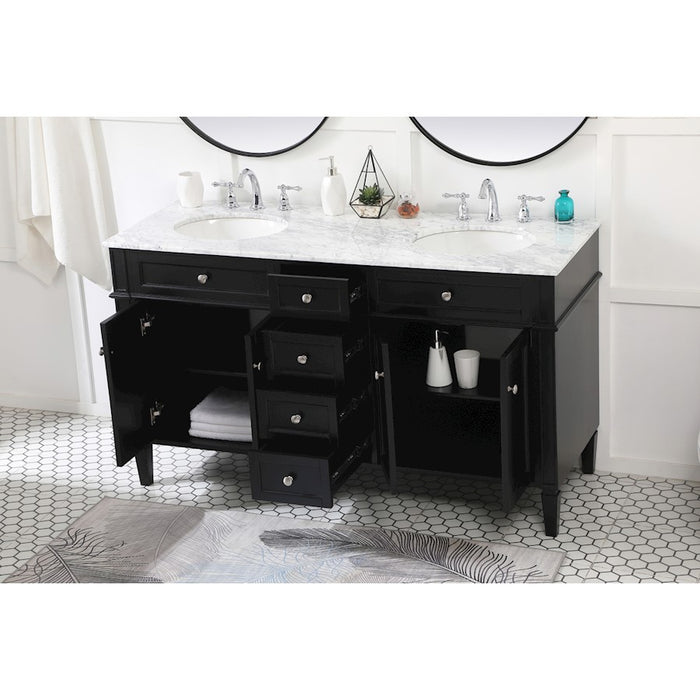 Elegant Kitchen/Bath Park Avenue 60" Double Bathroom Vanity, Black