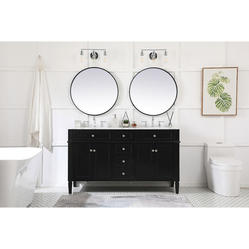 Elegant Kitchen/Bath Park Avenue 60" Double Bathroom Vanity, Black