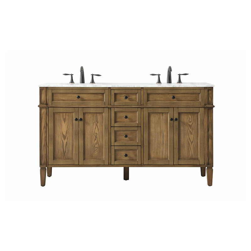Elegant Park Avenue 60" Double Bathroom Vanity, Driftwood - VF12560DDW