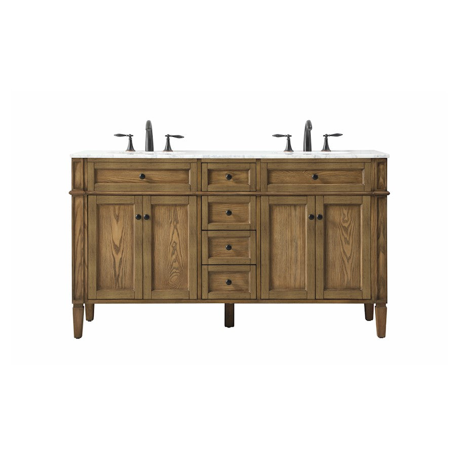 Elegant Park Avenue 60" Double Bathroom Vanity, Driftwood - VF12560DDW