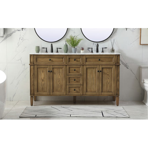 Elegant Park Avenue 60" Double Bathroom Vanity, Driftwood