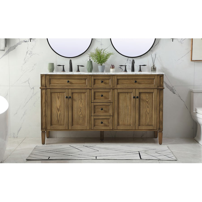 Elegant Park Avenue 60" Double Bathroom Vanity, Driftwood