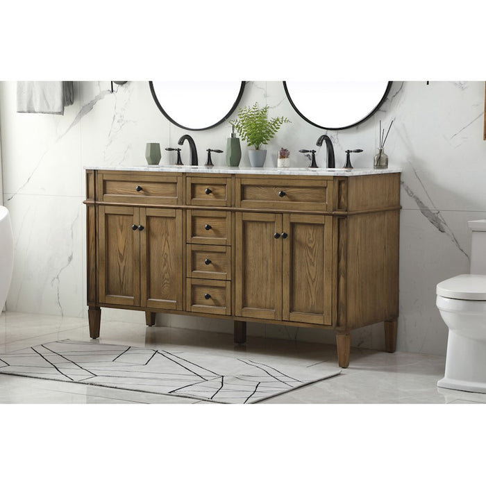 Elegant Park Avenue 60" Double Bathroom Vanity, Driftwood