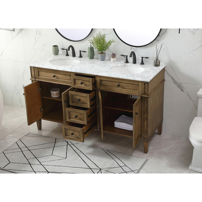 Elegant Park Avenue 60" Double Bathroom Vanity, Driftwood