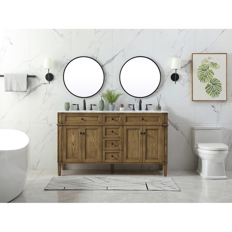 Elegant Park Avenue 60" Double Bathroom Vanity, Driftwood