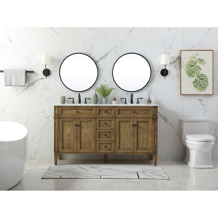 Elegant Park Avenue 60" Double Bathroom Vanity, Driftwood