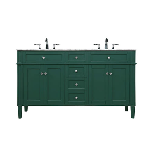 Elegant Kitchen/Bath Park Avenue 60" Double Bathroom Vanity, Green - VF12560DGN