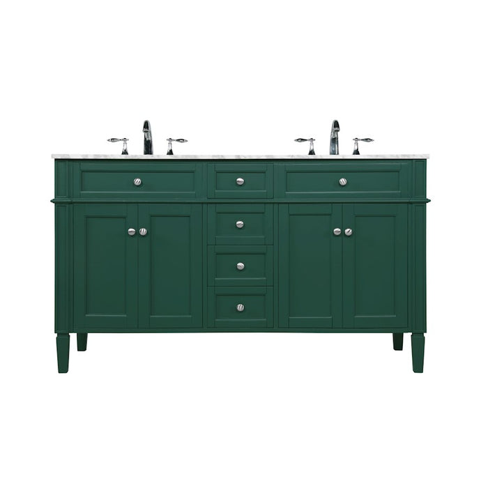 Elegant Kitchen/Bath Park Avenue 60" Double Bathroom Vanity, Green - VF12560DGN