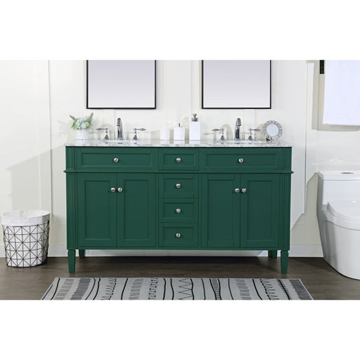 Elegant Kitchen/Bath Park Avenue 60" Double Bathroom Vanity, Green