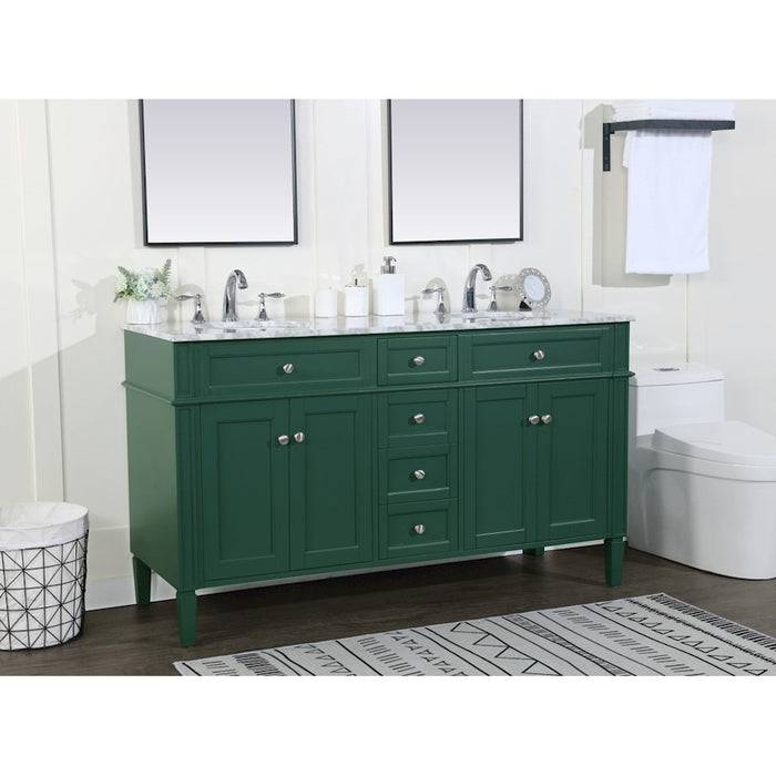 Elegant Kitchen/Bath Park Avenue 60" Double Bathroom Vanity, Green