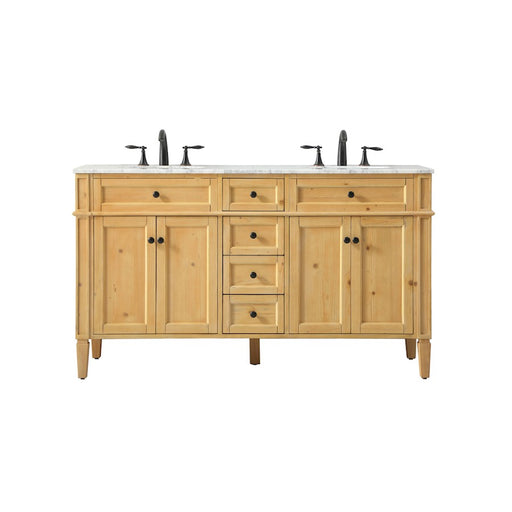 Elegant Park Avenue 60" Double Bathroom Vanity, Natural Wood - VF12560DNW