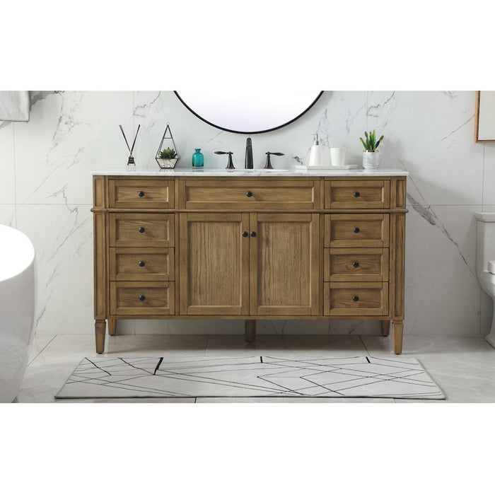 Elegant Park Avenue 60" Single Bathroom Vanity, Driftwood