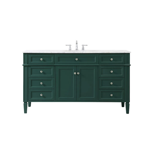 Elegant Kitchen/Bath Park Avenue 60" Single Bathroom Vanity, Green - VF12560GN