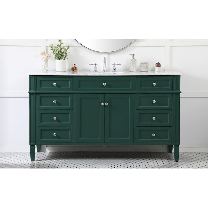 Elegant Kitchen/Bath Park Avenue 60" Single Bathroom Vanity, Green