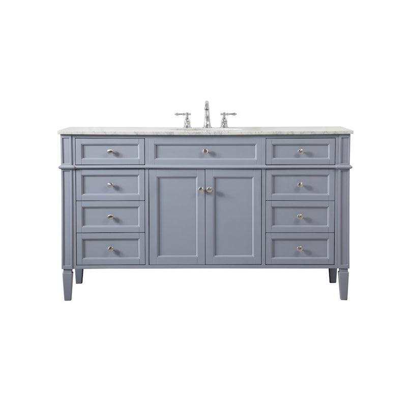 Elegant Kitchen/Bath Park Avenue 60" Single Bathroom Vanity, Grey - VF12560GR