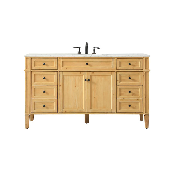 Elegant Park Avenue 60" Single Bathroom Vanity, Natural Wood - VF12560NW