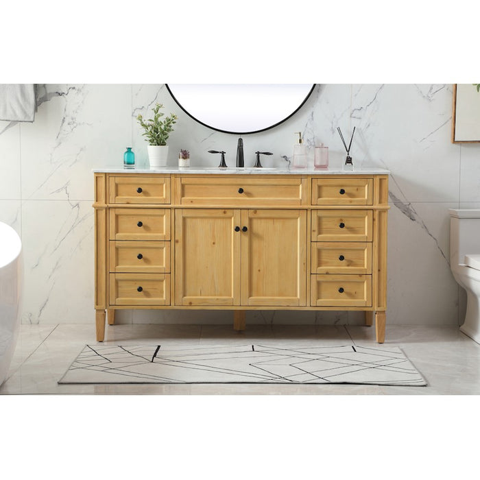 Elegant Park Avenue 60" Single Bathroom Vanity, Natural Wood
