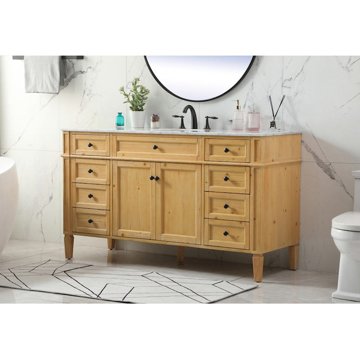 Elegant Park Avenue 60" Single Bathroom Vanity, Natural Wood