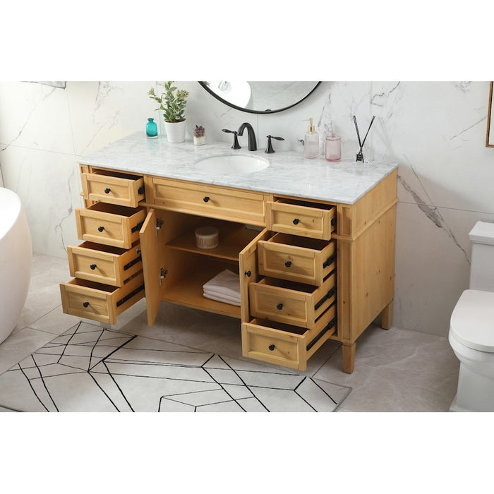 Elegant Park Avenue 60" Single Bathroom Vanity, Natural Wood