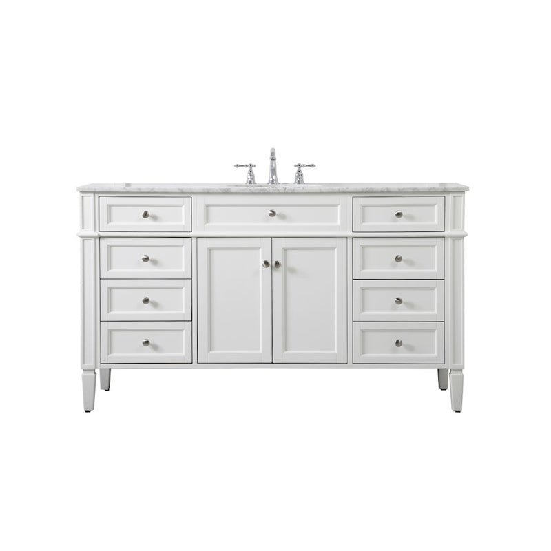 Elegant Kitchen/Bath Park Avenue 60" Single Bathroom Vanity, White - VF12560WH