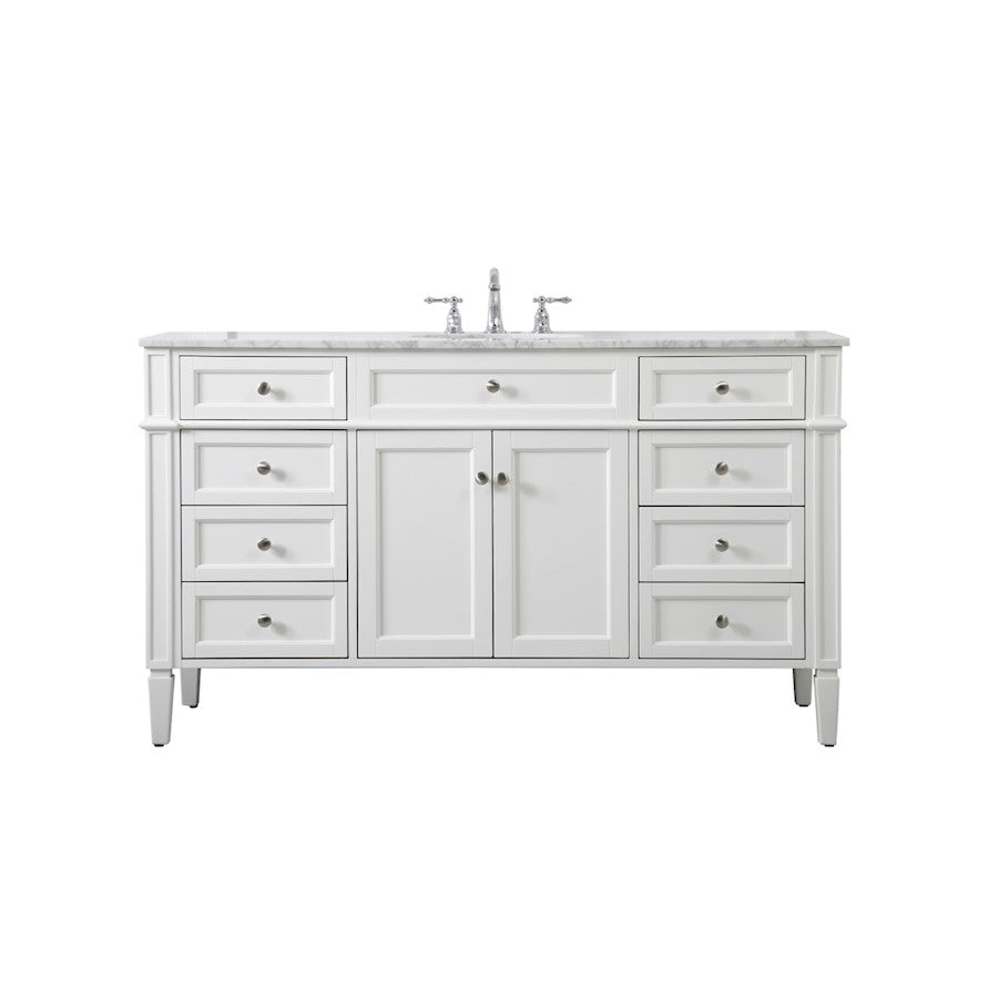 Elegant Kitchen/Bath Park Avenue 60" Single Bathroom Vanity, White - VF12560WH