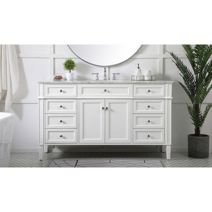 Elegant Kitchen/Bath Park Avenue 60" Single Bathroom Vanity, White