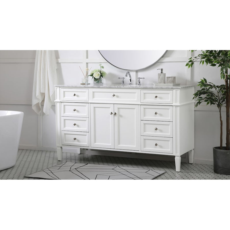 Elegant Kitchen/Bath Park Avenue 60" Single Bathroom Vanity, White