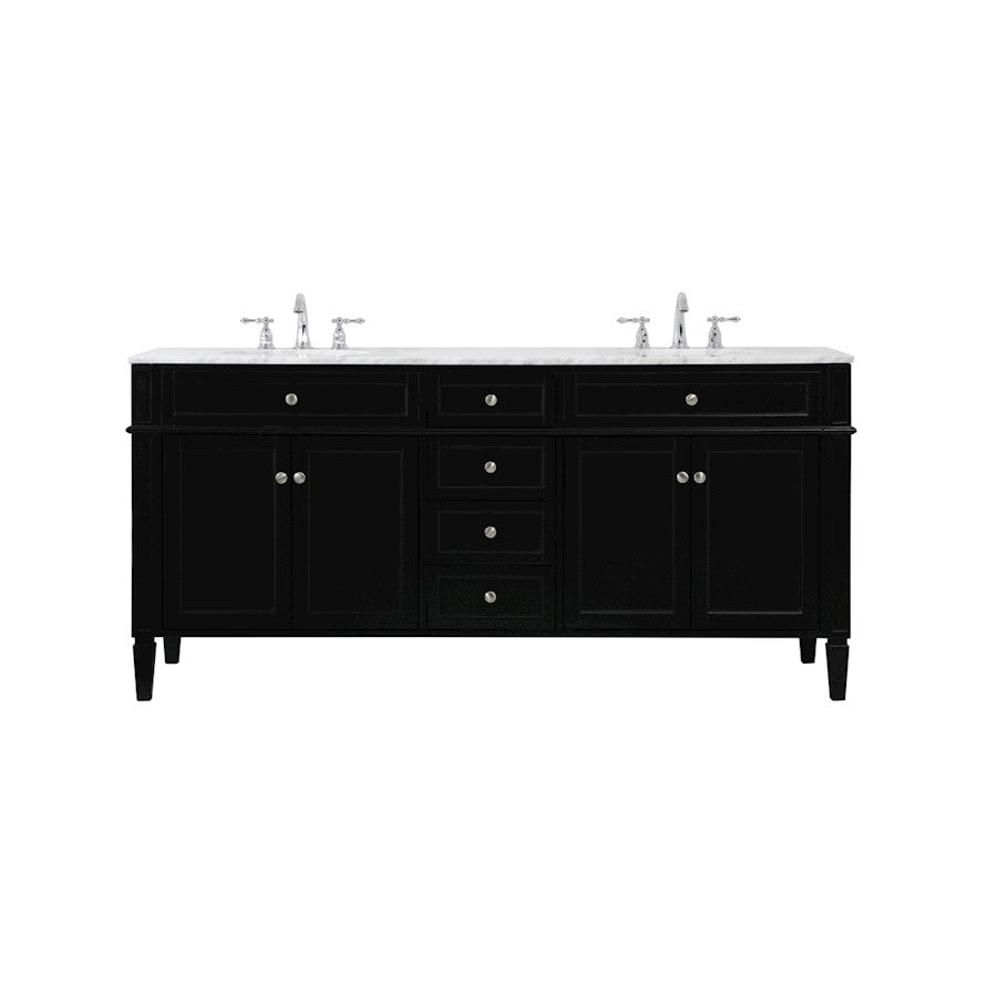 Elegant Kitchen/Bath Park Avenue 72" Double Bathroom Vanity, Black - VF12572DBK