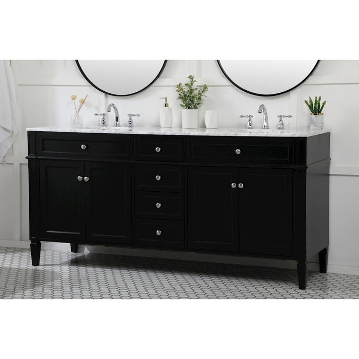 Elegant Kitchen/Bath Park Avenue 72" Double Bathroom Vanity, Black