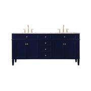 Elegant Kitchen/Bath Park Avenue 72" Double Bathroom Vanity, Blue - VF12572DBL