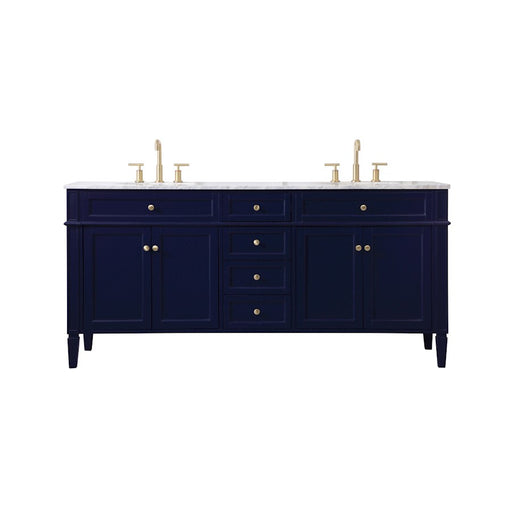 Elegant Kitchen/Bath Park Avenue 72" Double Bathroom Vanity, Blue - VF12572DBL