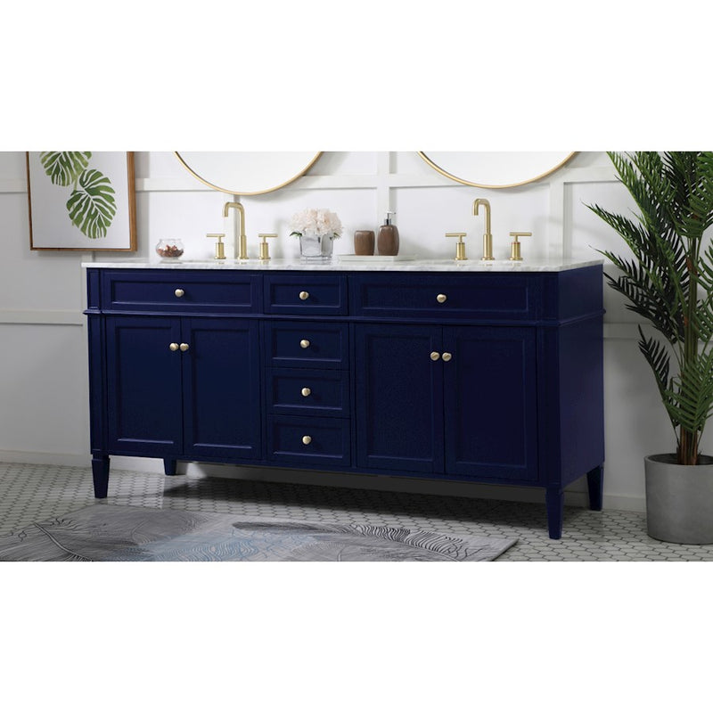 Elegant Kitchen/Bath Park Avenue 72" Double Bathroom Vanity, Blue