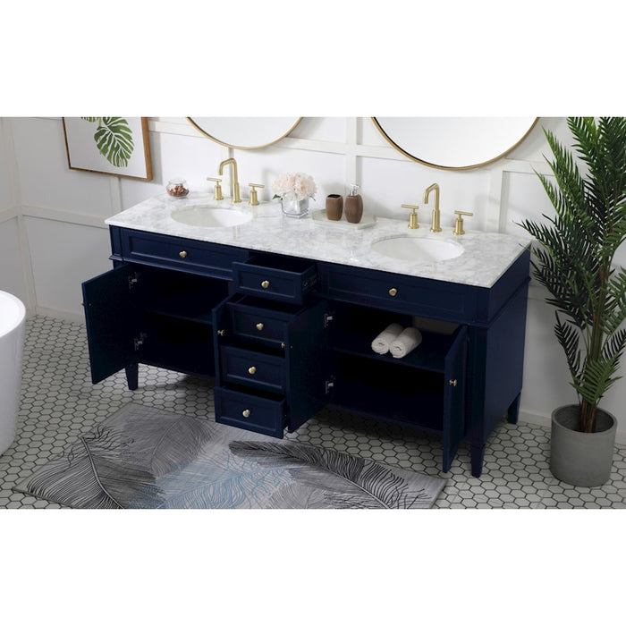 Elegant Kitchen/Bath Park Avenue 72" Double Bathroom Vanity, Blue