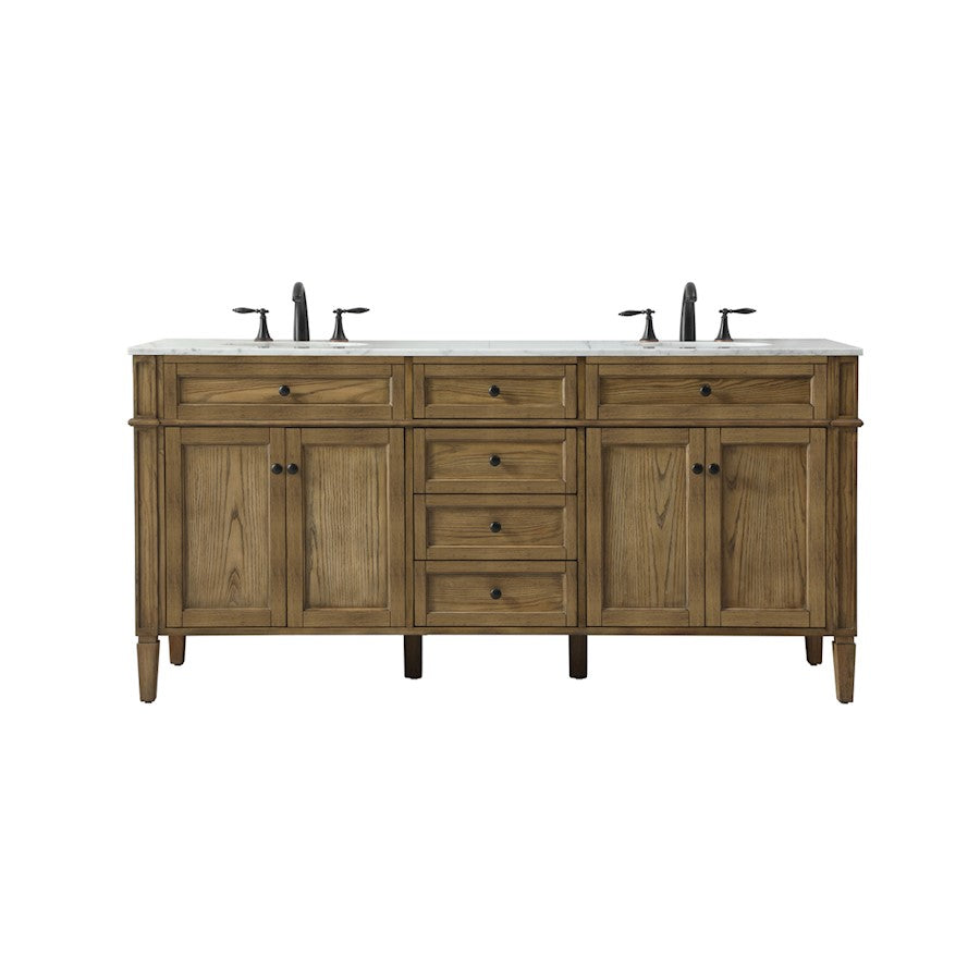 Elegant Park Avenue 72" Double Bathroom Vanity, Driftwood - VF12572DDW