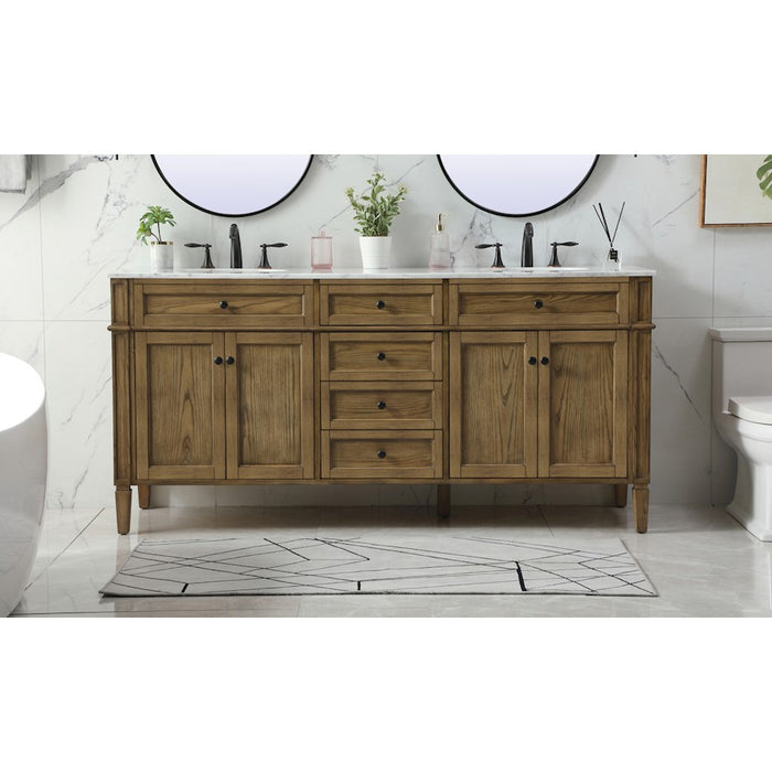 Elegant Park Avenue 72" Double Bathroom Vanity, Driftwood