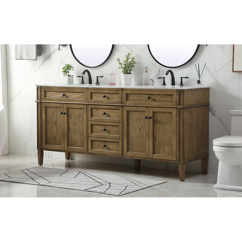 Elegant Park Avenue 72" Double Bathroom Vanity, Driftwood