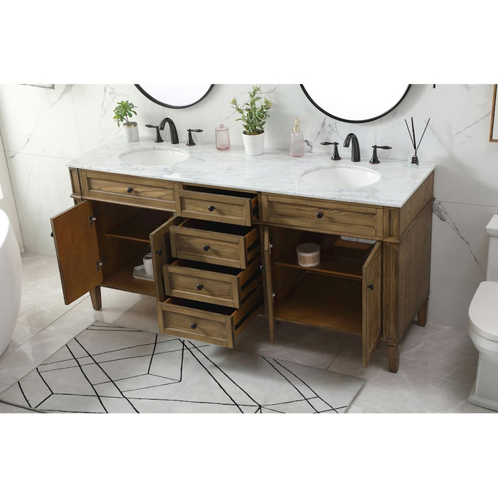 Elegant Park Avenue 72" Double Bathroom Vanity, Driftwood