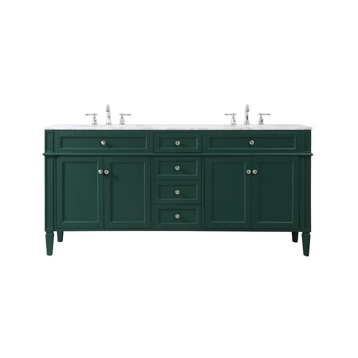 Elegant Kitchen/Bath Park Avenue 72" Double Bathroom Vanity, Green - VF12572DGN
