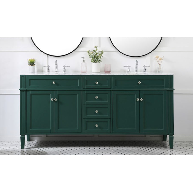 Elegant Kitchen/Bath Park Avenue 72" Double Bathroom Vanity, Green